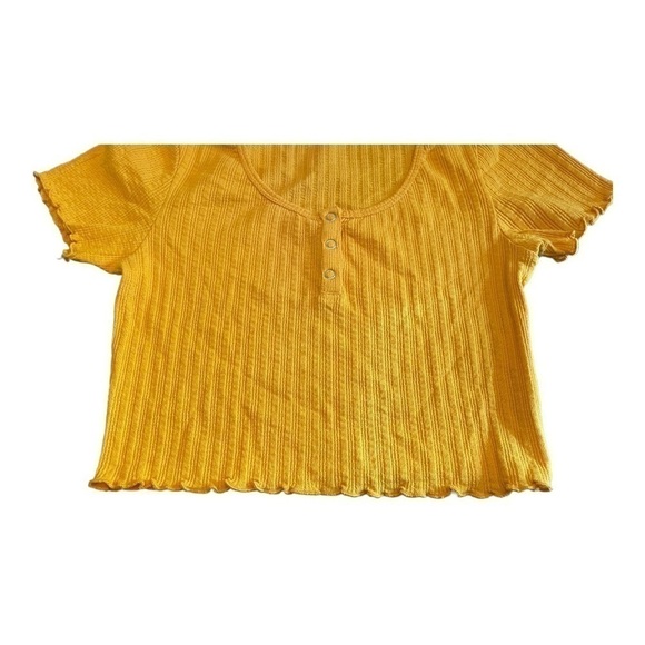 𝅺bp POINTELLE RIB CROP HENLEY IN ORANGE SLICE - Picture 7 of 13